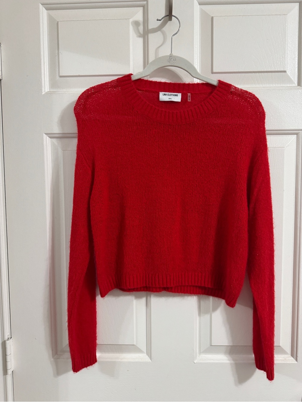 LNA bright red crewneck sweater